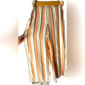 Billabong: multicolor vertical stripes flowing beach pants, elastic , wide leg